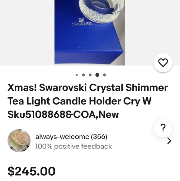 Swarovski Crystal And Glass Tea Light / Candle Holder / Votive Holder in Box - Picture 9 of 11